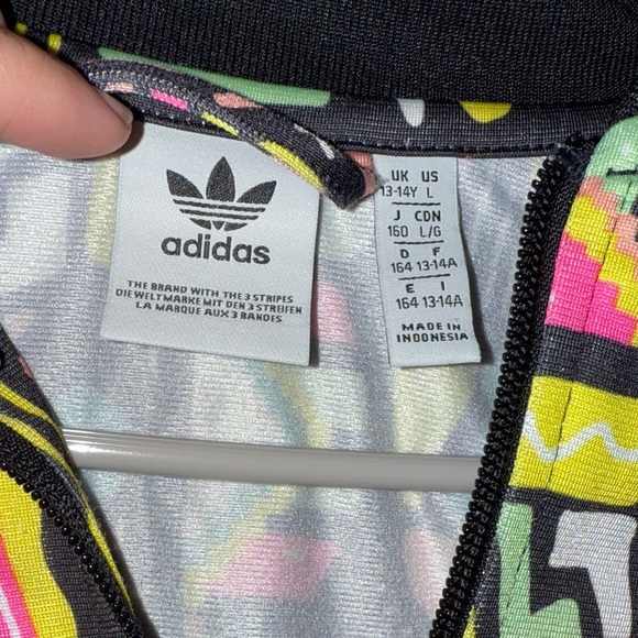 Adidas Sports Track Jacket Youth Size Small Geometric Multicolor Retro Athletic - Picture 3 of 13
